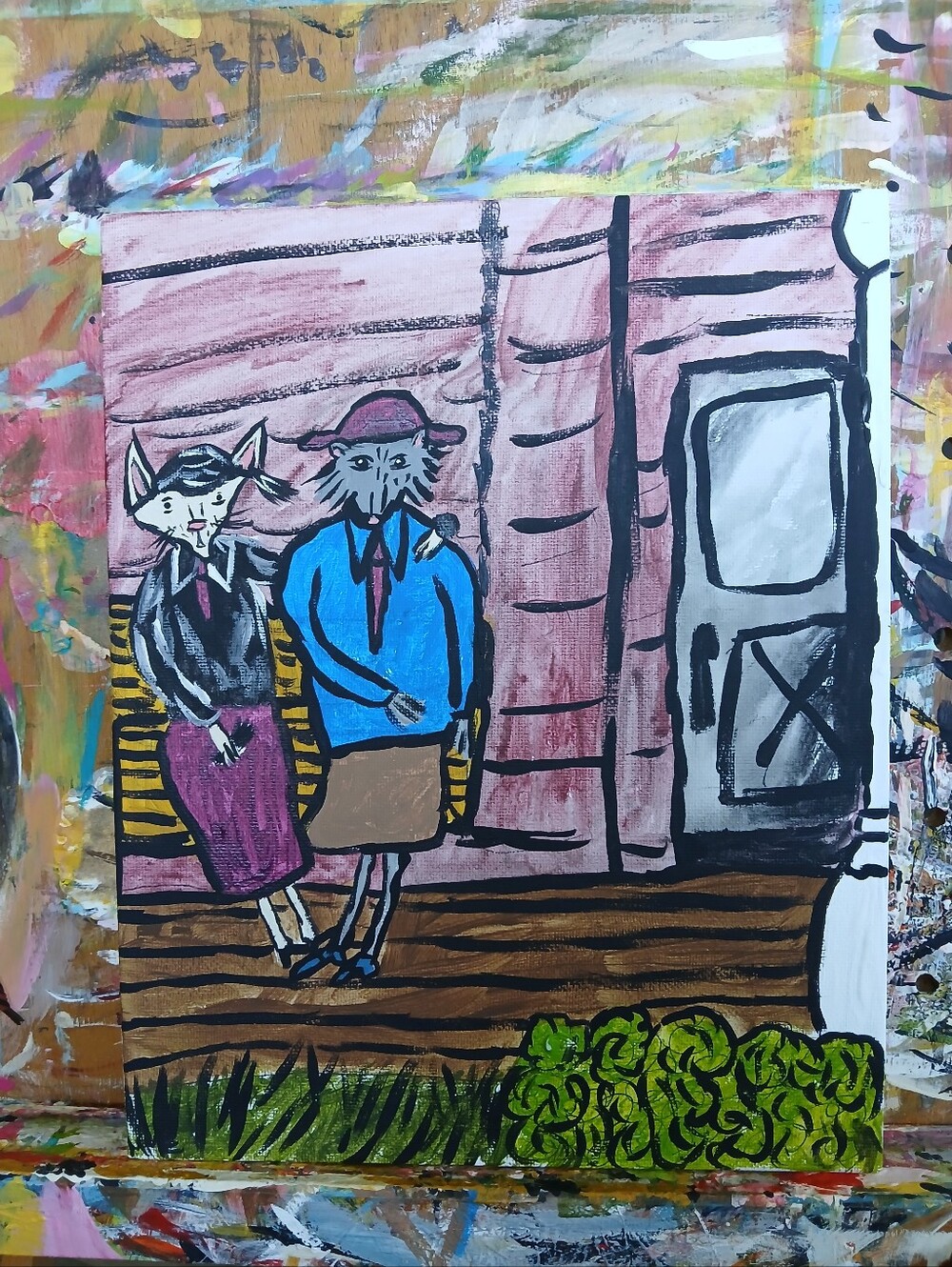 Old Photo Portrait Painting Folk Art